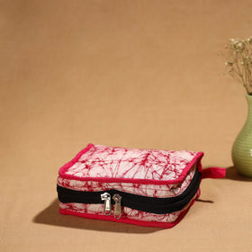 Pink Handmade Cotton Jewelry Bag - 4 Pockets