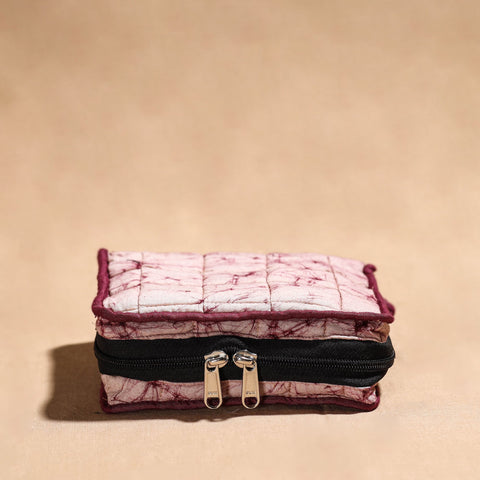 Pink Handmade 4 Pockets Cotton Jewelry Bag 