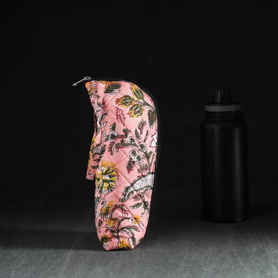 Pink Handmade Cotton 1L Water Bottle Cover