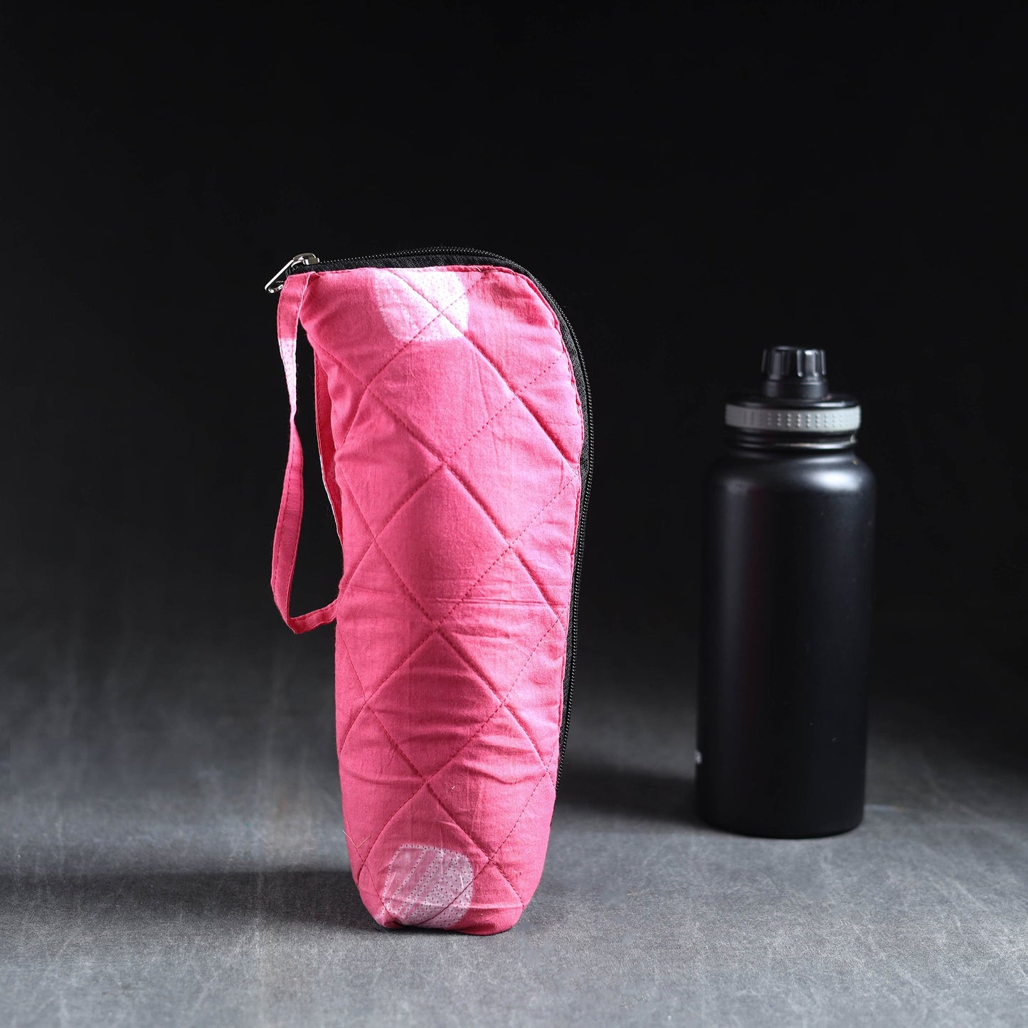 Pink Handmade Cotton 1L Water Bottle Cover