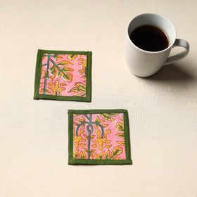 Pink Handmade Cotton Coasters (Set of 2)