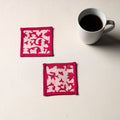 Pink Handmade Cotton Coasters (Set of 2)