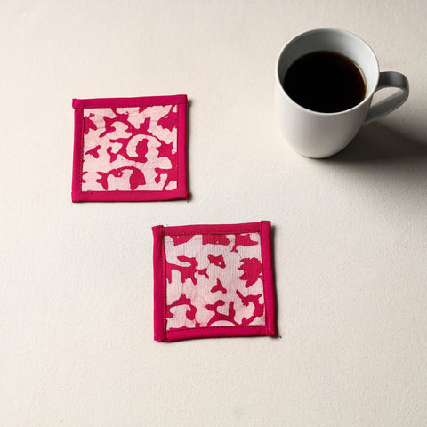 Pink Handmade Cotton Coasters (Set of 2)