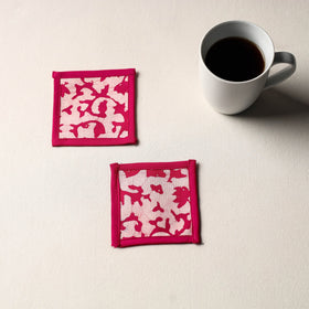 Pink Handmade Cotton Coasters (Set of 2)