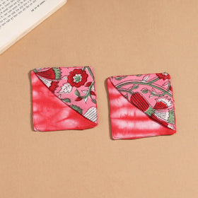 Pink - handmade cotton fabric corner bookmark (set of 2) 05