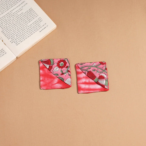 Pink - handmade cotton fabric corner bookmark (set of 2) 05