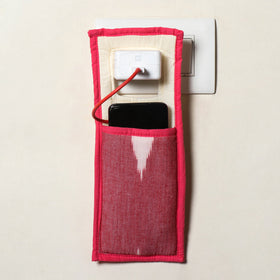 Pink Handmade Cotton Fabric Mobile Charging Holder 