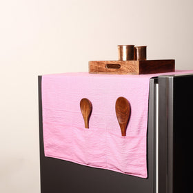 Pink Handmade Cotton Fridge Top Cover with Multiple Pockets