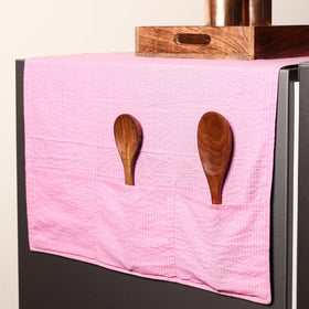 Pink Handmade Cotton Fridge Top Cover with Multiple Pockets