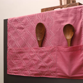Pink Handmade Cotton Fridge Top Cover with Multiple Pockets