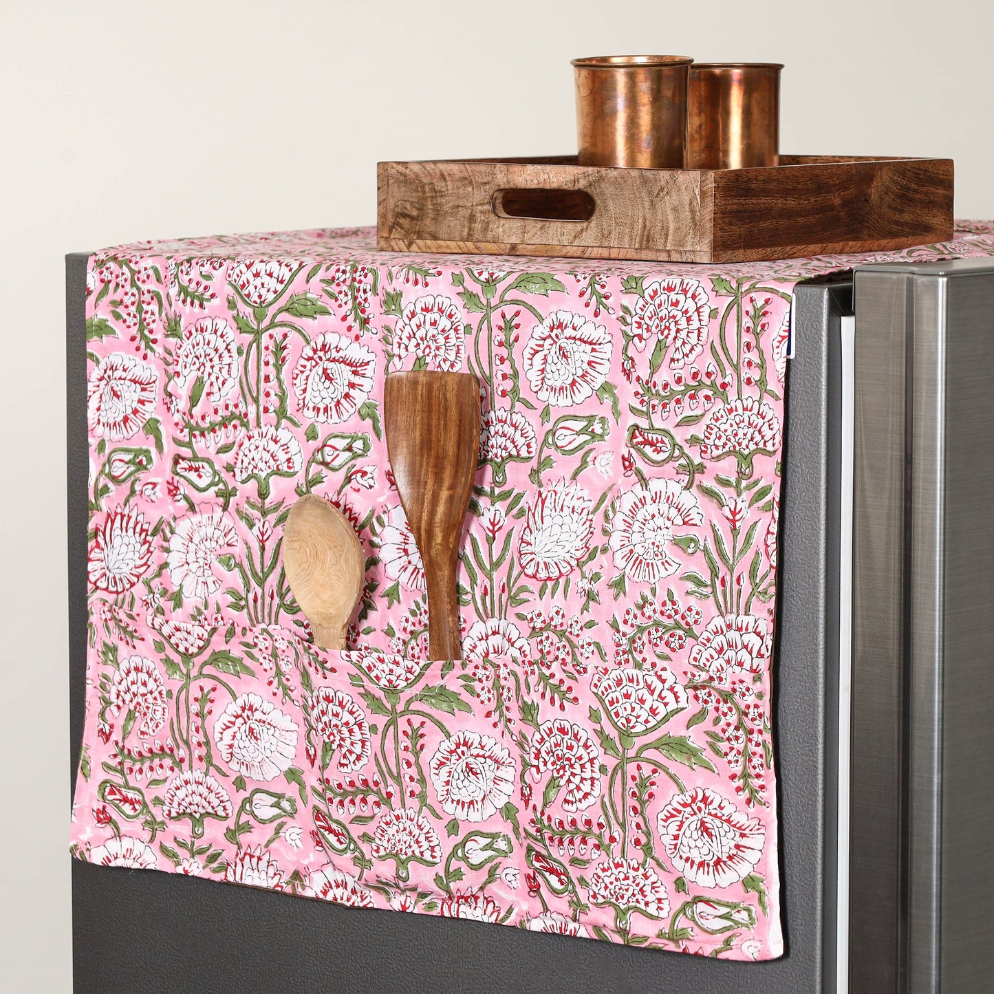 Buy Handmade Cotton Fridge Top Cover with Multiple Pockets 10 Online l iTokri.com
