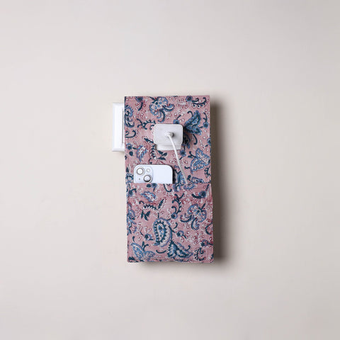 Pink Handmade Cotton Mobile Charging Holder