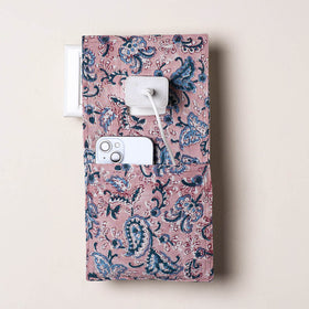 Pink Handmade Cotton Mobile Charging Holder