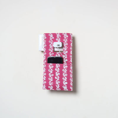 Pink Handmade Cotton Mobile Charging Holder