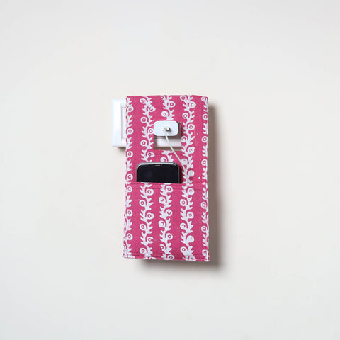 Pink Handmade Cotton Mobile Charging Holder