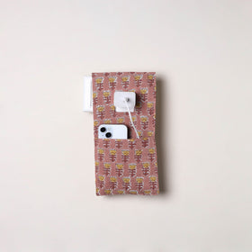 Pink Handmade Cotton Mobile Charging Holder