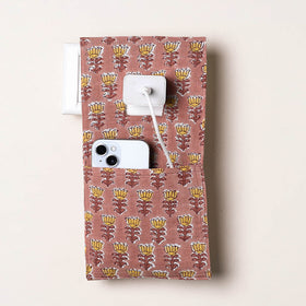 Pink Handmade Cotton Mobile Charging Holder