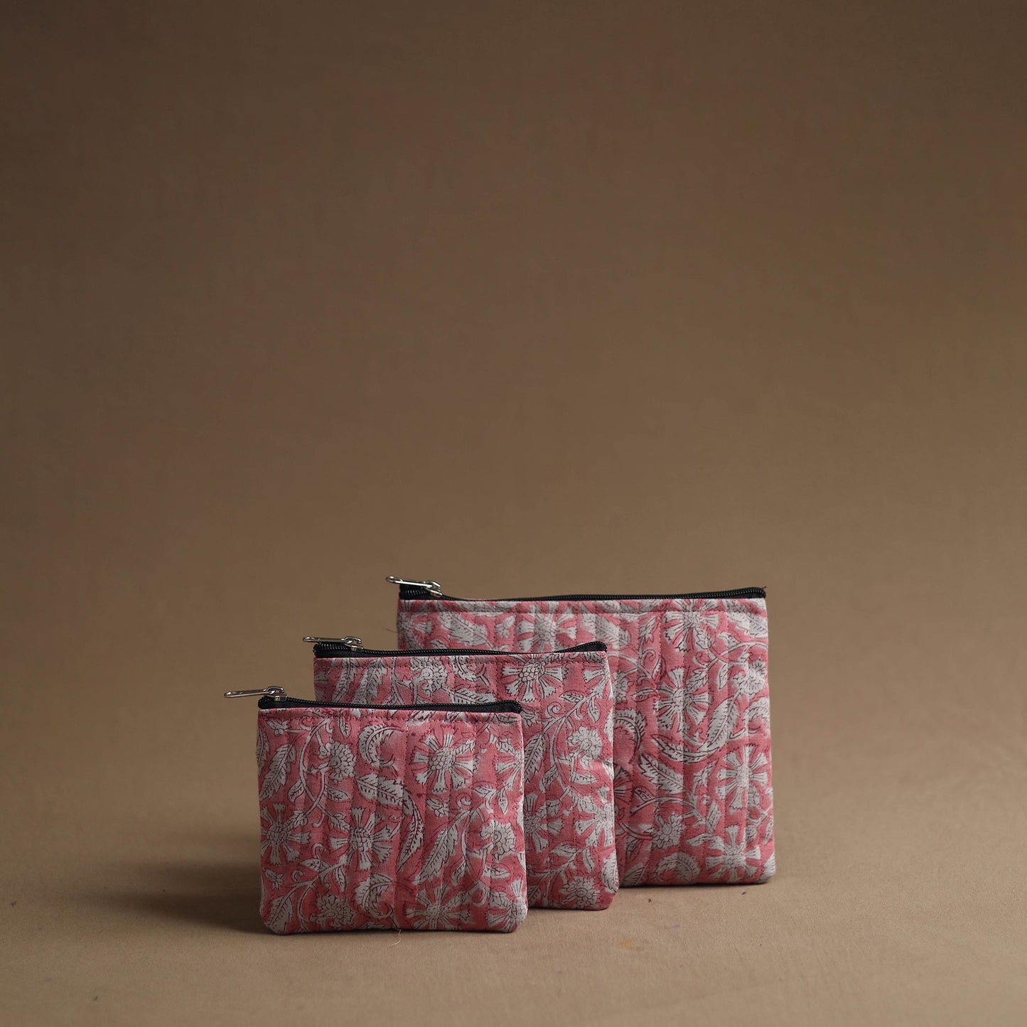 Pink - handmade cotton multipurpose utility pouches (set