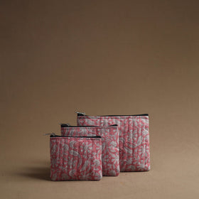 Pink - handmade cotton multipurpose utility pouches (set