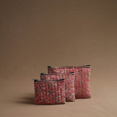 Pink - handmade cotton multipurpose utility pouches (set