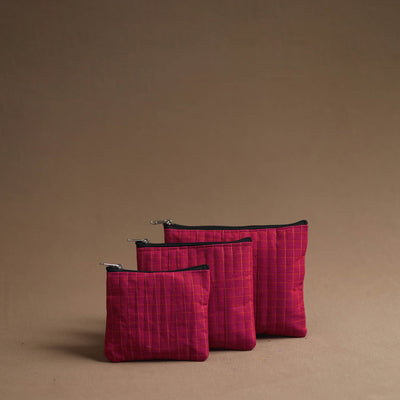 Pink - handmade cotton multipurpose utility pouches (set