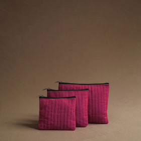 Pink - handmade cotton multipurpose utility pouches (set