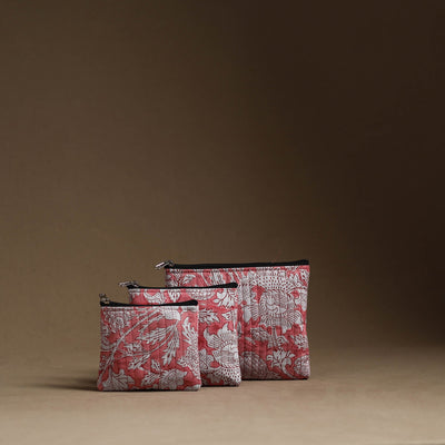 Pink - handmade cotton multipurpose utility pouches (set