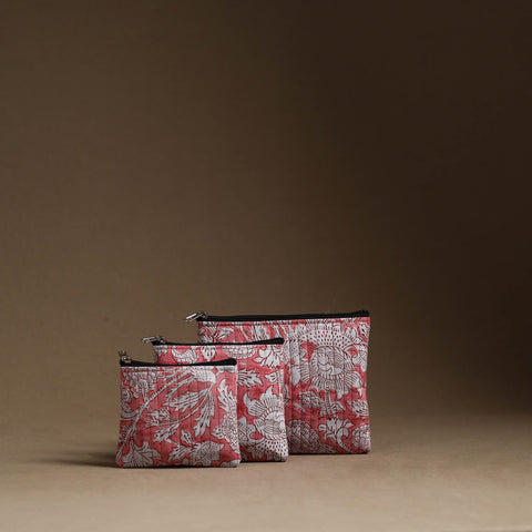 Pink - handmade cotton multipurpose utility pouches (set