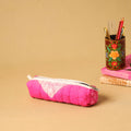 Pink - handmade cotton quilted pencil pouch 06 - handcrafted