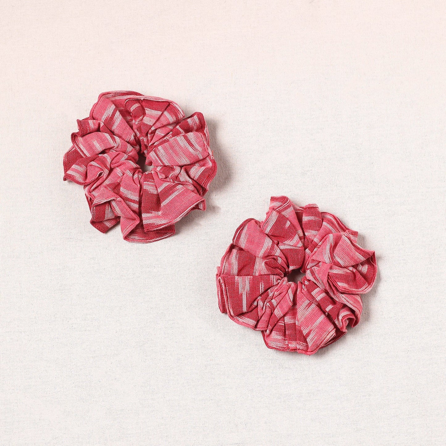 Pink - handmade cotton rubber bands/scrunchies (set of 2)