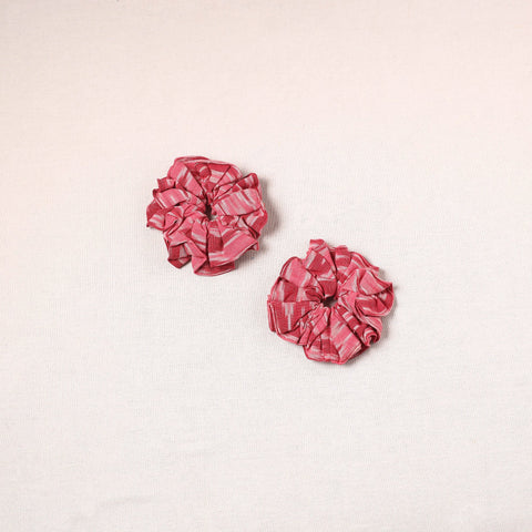 Pink - handmade cotton rubber bands/scrunchies (set of 2)