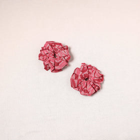 Pink - handmade cotton rubber bands/scrunchies (set of 2)