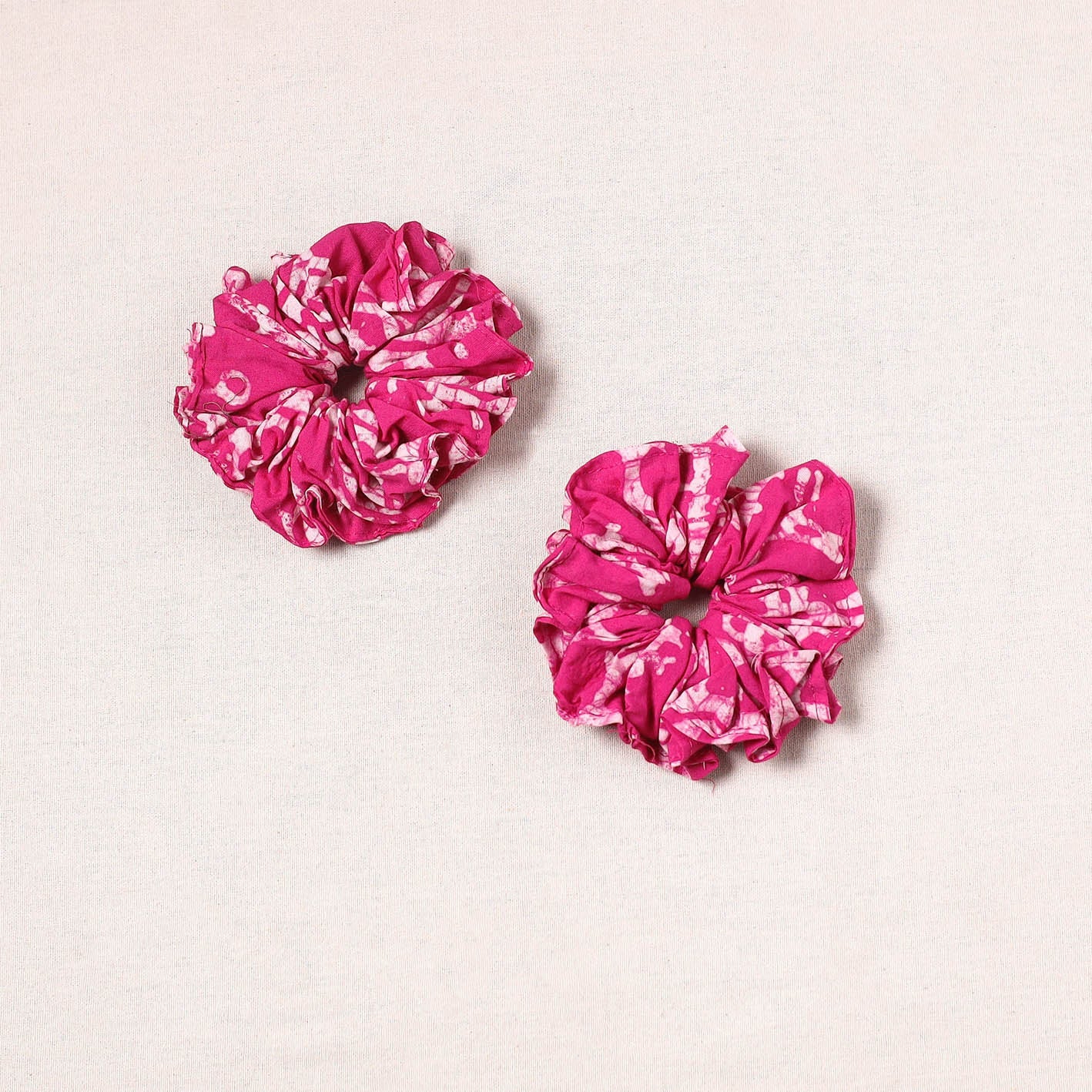 Pink - handmade cotton rubber bands/scrunchies (set of 2)