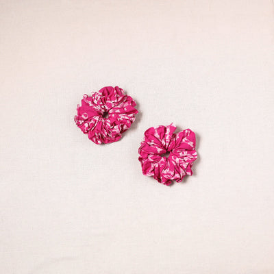 Pink - handmade cotton rubber bands/scrunchies (set of 2)