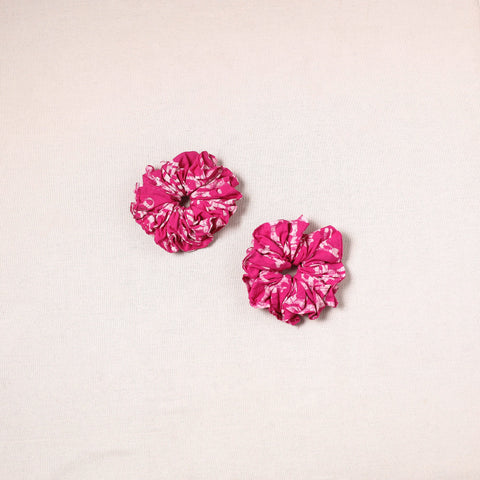Pink - handmade cotton rubber bands/scrunchies (set of 2)