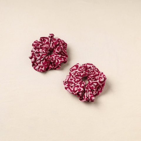 Pink - handmade cotton rubber bands/scrunchies (set of 2)