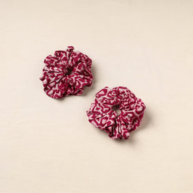Pink - handmade cotton rubber bands/scrunchies (set of 2)
