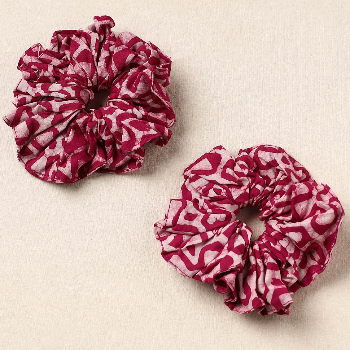 Pink - handmade cotton rubber bands/scrunchies (set of 2)