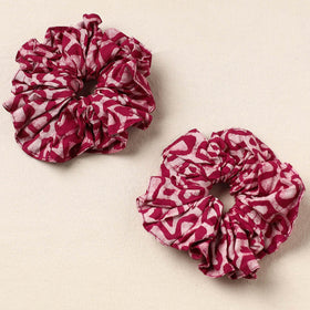 Pink - handmade cotton rubber bands/scrunchies (set of 2)