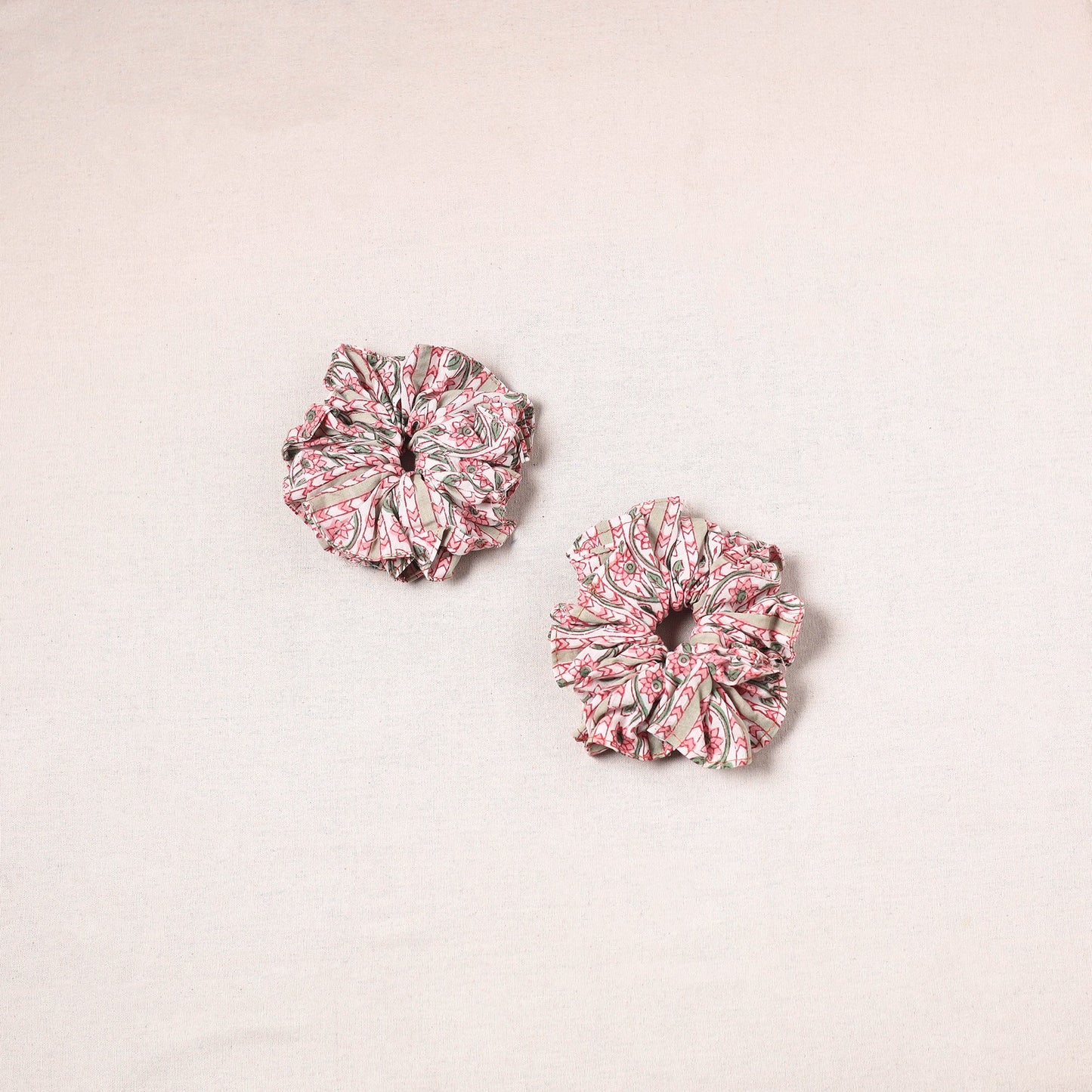 Pink - handmade cotton rubber bands/scrunchies (set of 2)