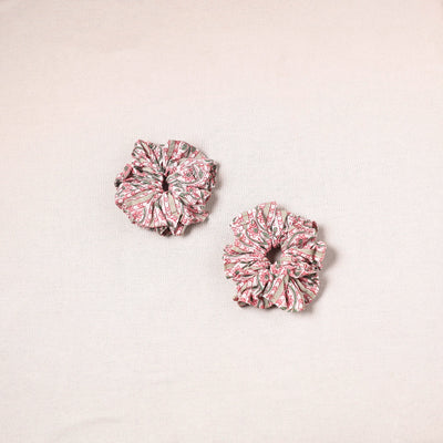 Pink - handmade cotton rubber bands/scrunchies (set of 2)