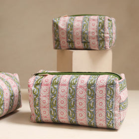 Pink - handmade cotton toiletry bags (set of 3) 11