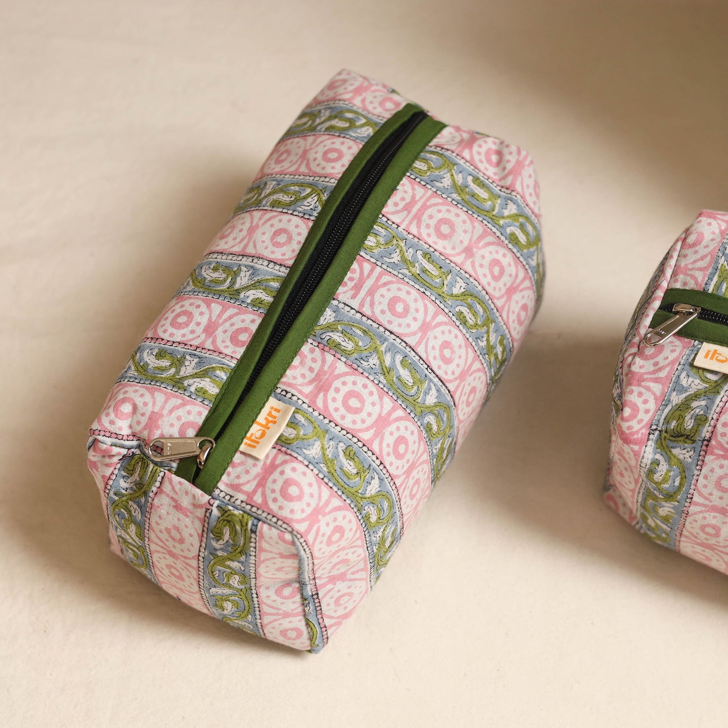 Pink - handmade cotton toiletry bags (set of 3) 11