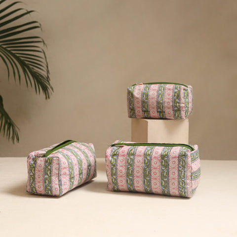 Pink - handmade cotton toiletry bags (set of 3) 11