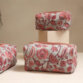 Pink - handmade cotton toiletry bags (set of 3) 15