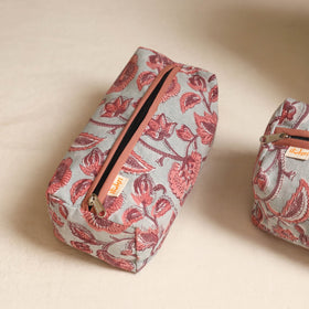 Pink - handmade cotton toiletry bags (set of 3) 15