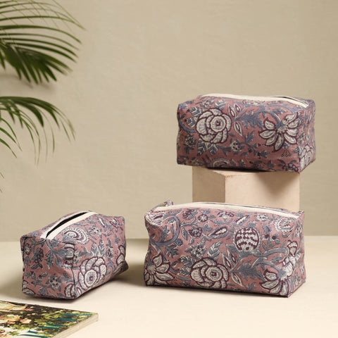  Pink Handmade Cotton Toiletry Bags (Set of 3)