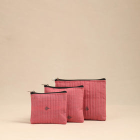 Buy Pink Handmade Cotton Utility Pouches (Set of 3)
