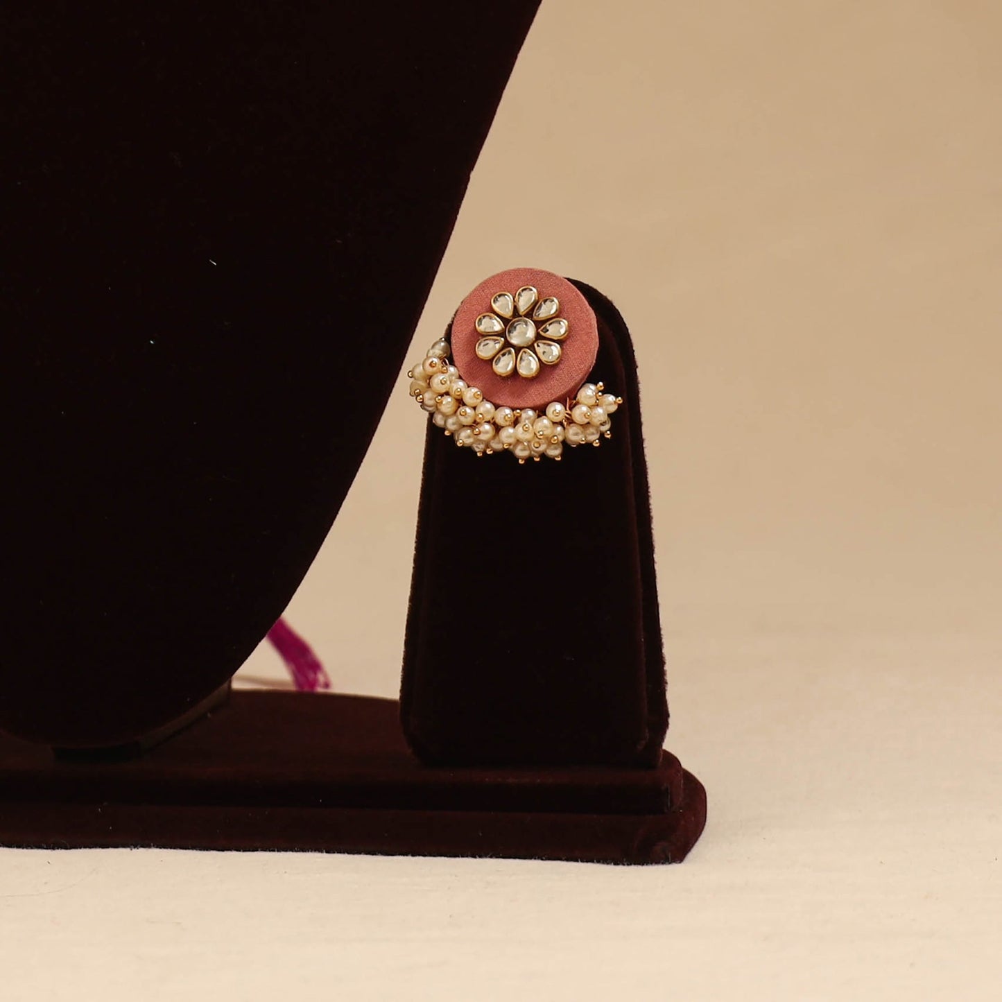 Handmade fabart choker necklace set with kundan & beads 03