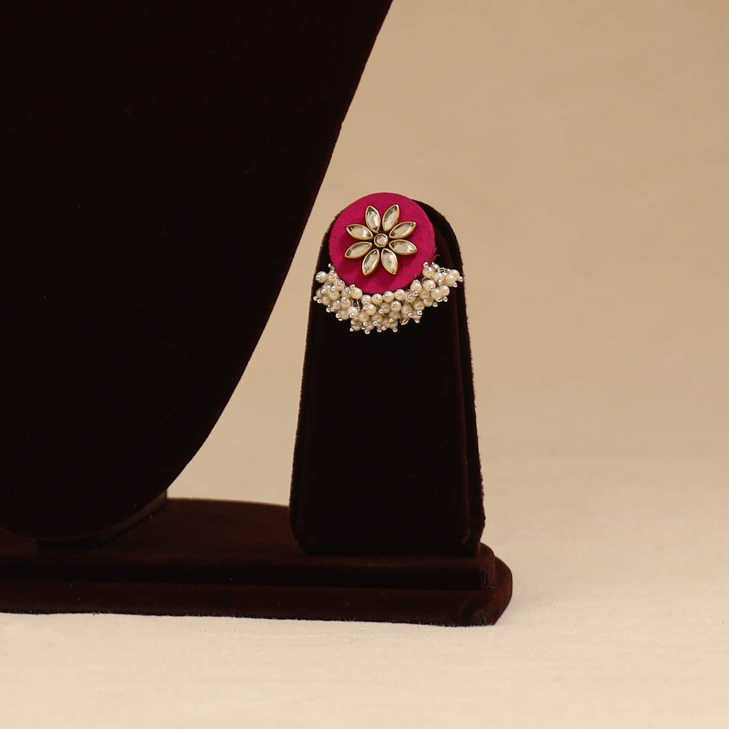 Handmade fabart choker necklace set with kundan & beads 04